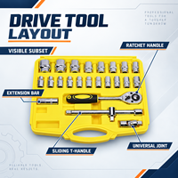HEHE 37 pièces, jeu d'outils de clés à douilles hexagonales et clés à molette CRV 1/2 pouce, OEM, réparation automobile DIY, garantie de 3 ans