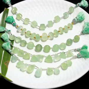 Piedras de cristal de prehnita verdes naturales, pulsera, pendientes, suministros para hacer joyas, 10-15mm, 100 gramos |   Iluminación de Estudio Suave |   Macro - Product Image 4