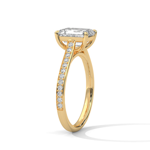 Bague exclusive à grappe de diamants taille émeraude, sur commande, certifiée GRA, design élégant fait main, diamant de laboratoire pavé sur bande. - Product Image 4