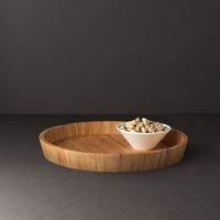 Premium handgemaakte duurzame houten serveerschaal met glad gepolijste oppervlakte, moderne kunst, antieke stijl, aanpasbaar voor ontbijt en snacks