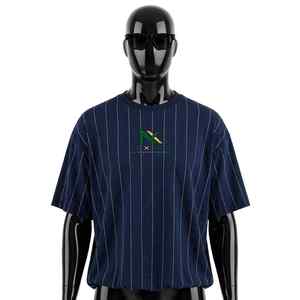 Camiseta NEXTEX Unisex con Rayas Finas, Color Azul Marino y Blanco, Cuello Redondo, Algodón Suave, Estilo Casual - Product Image 1