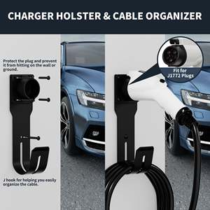 EV Charger Box Holder J1772 J-Hook <b>Plug</b> With Cable Organizer Wall Mounted For Electric Vehicle <b>Charging</b> Station - Product Image 4