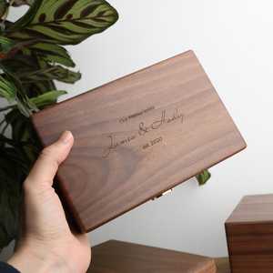 Personalized Walnut <b>Keepsake</b> <b>Box</b>,Engraved Wedding <b>Memory</b> <b>Box</b>,Anniversary Gift for Couple - Product Image 3