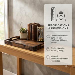 Plateau de service en bois artisanal, grand plateau rectangulaire pour café, thé, petit-déjeuner, nourriture, avec poignées, pour la maison, le restaurant, l'hôtel, la table - Product Image 6