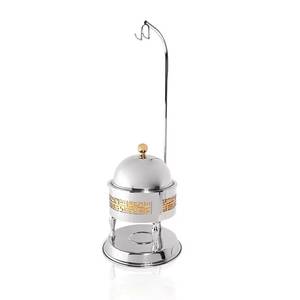 Calentador de Comida de Lujo para Ramadán, Soporte Colgante para Chafing Dish, Diseño Moderno, Compatible con Gas e Inducción, Construcción de Metal y Madera, Dorado y Plateado - Product Image 4