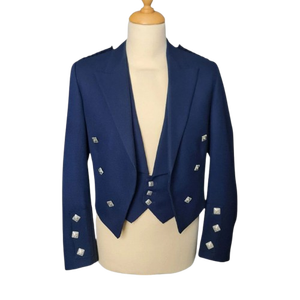 Veste et gilet Prince Charlie bleus traditionnels écossais 202, style Highland, pour mariage, vente en gros, offre spéciale - Product Image 1