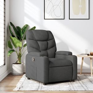 Fauteuil inclinable en tissu gris foncé 100% polyester avec structure en contreplaqué métallique, élégant et confortable pour la relaxation - Product Image 1