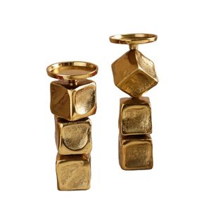 Bougeoir en métal doré de luxe, en laiton/aluminium, pour centre de table de mariage, décoration de la maison, fête - Product Image 1