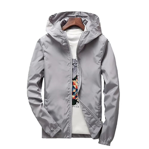 Chaqueta con Capucha Cortavientos para Hombre, Manga Larga, Ropa de Abrigo de Primavera, Azul Oscuro, Chaqueta de Poliéster para Adultos - Product Image 2