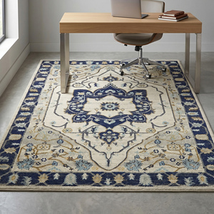 Alfombra de Lana Anudada a Mano Multicolor de Lujo, Diseño Tradicional con Medallón Floral, Alfombra Suave Anudada Plana para Sala de Estar - Product Image 2