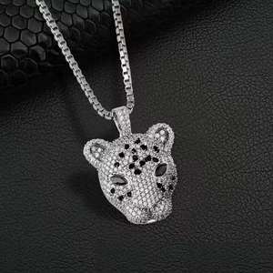 Pendentif Tête de Léopard Moissanite Iced Out en Argent 925, Collier Breloque Animale pour Cadeau de Fête - Product Image 2