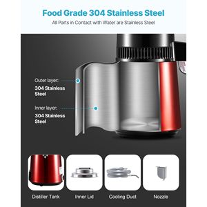 1750W casa controsoffitto acqua distillatore 4L 1.1 gallone di acqua pura filtro in acciaio inox interno vaso di vetro Maker acque - Product Image 4