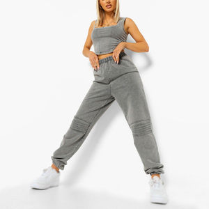 Joggers pour femmes entièrement personnalisables, effet délavé, 100% coton biologique, pantalons de survêtement en molleton français avec strass, personnalisation de la marque - Product Image 3