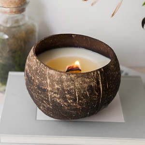 Coconut bowl <b>candle</b> rustic home lighting decoration handmade sustainable coco shell <b>candles</b> - Product Image 2