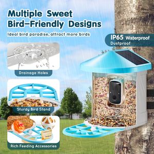 Mangiatoia per Uccelli Intelligente a Energia Solare con Telecamera HD 2K e IA per l'Identificazione di Oltre 10.000 Specie di Uccelli, Impermeabile, con Cattura Automatica per il Birdwatching - Product Image 6