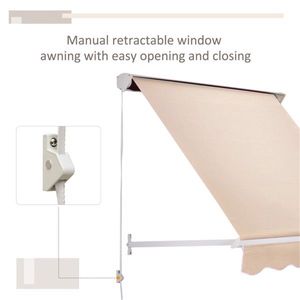 Tenda da Sole Estensibile in Lega di Alluminio per Finestre e Porte, Operazione Manuale, Copertura per Balcone in Policarbonato Rivestito per Protezione dalla Pioggia - Product Image 3
