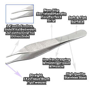Pinzas de Disección Adson de 12 cm, Acero Inoxidable, Hojas Dentadas, Instrumentos Quirúrgicos Manuales, Certificación CE, Uso Hospitalario - Product Image 2