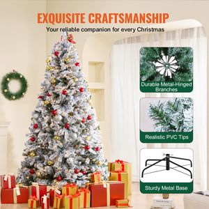 Albero di Natale 2,3m con 550 Luci LED Bianche, Albero Natalizio Completo Preilluminato Effetto Neve, 1346 Rami Realistici con Aspetto Metallico - Product Image 6