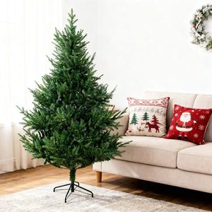 Árbol de Navidad Curvo de 6 Pies con 830 Puntas, PE Verde y Base de Metal, Forma Irregular y Apariencia Realista para Uso en Interiores - Product Image 3