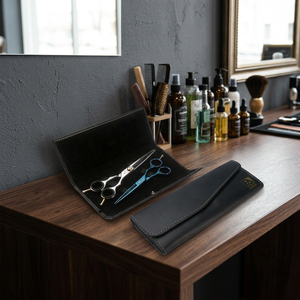 Kit de Tijeras de Peluquería 2026, Estuche de Cuero Negro, Cuchillas de Acero Inoxidable, Herramientas de Corte Multiusos - Product Image 2
