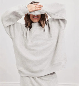 Custom Embroidered Streetwear Soft Cotton Mockneck Crewneck <b>Pullover</b> Sweater <b>Jumper</b> Fleece Oversized Women Mock Neck Sweatshirt - Product Image 2