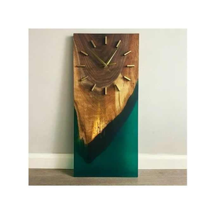 Farmhouse Wooden and Epoxy Resin Wall <b>Clock</b> for Rustic and Bohemian Home Interiors Style Decor Hotel Living Room Wall Art - Product Image 5
