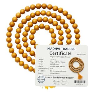 Sandalwood Kattai Mala White Chandan, 108 cuentas de 6 mm, pulidas, unisex, para adultos, tradicionales, de Navidad - Product Image 2