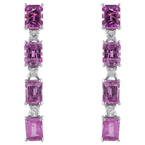 Pendientes de Diamante y Zafiro Rosa en Plata de Ley 92.5 KLST-30763 - Product Image 1