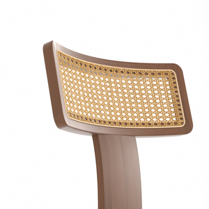Set di 2 Sedie da Pranzo in Legno Massello e Rattan Stile Mid-Century Moderno con Schienale a Rete per Sala da Pranzo - Product Image 6