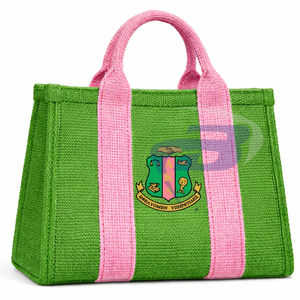 Sac fourre-tout en jute résistant à l'eau Alpha Kapa Alpha AKA Sorority avec fermeture éclair, élégant sac à main à lettres grecques pour les membres de la sororité AKA - Product Image 1
