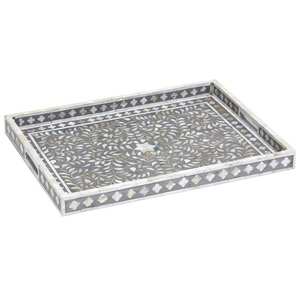 Plateau de rangement en rotin et nacre, carré, idéal pour offrir, provenant d'Inde, vente en gros, lot de 2 pièces - Product Image 2