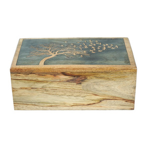 Hot Sale Wooden <b>Box</b> Funeral Cremation Urns Human Ashes <b>Large</b> Mango Wood Urns for Columbarium Handcrafted Tree of Life Wood <b>Box</b> - Product Image 1