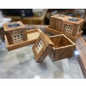 Compre un juego de quemadores de incienso de madera hechos a mano con soporte de bambú y caja para resina aromática, estilo chino, para uso en todas las estaciones. - Product Image 1