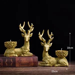 Candélabre en métal en forme de cerf doré pour la Saint-Valentin, décoration d'intérieur, utilisation sur table, résistant à la chaleur, écologique, fait main, animal - Product Image 3