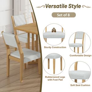 Set da Pranzo Stile Fattoria 9 Pezzi con Tavolo Allungabile da 213 cm, 8 Sedie Imbottite e 2 Prolunghe Rimovibili da 30 cm - Product Image 3