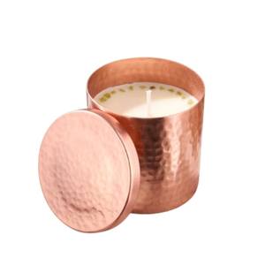 Pot à bougie en cuivre martelé de qualité export avec couvercle, forme ronde, porte-bougie votif pour la décoration intérieure et les cadeaux de festival - Product Image 2