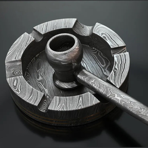 Cendrier en acier Damas de haute qualité, fait main, design unique, résistant à la chaleur, accessoire pour fumeurs, décoration de table - Product Image 4