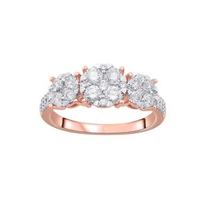 Anillo de Oro Rosa de 14K con Tres Diamantes Redondos Cultivados en Laboratorio - Product Image 3