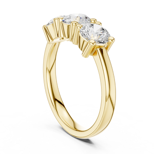 Anillo de Compromiso y Boda de Tres Piedras con Diamante Cultivado en Laboratorio, Corte Brillante Redondo, Oro Sólido de 14K, HPHT CVD - Product Image 3