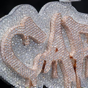 Joyería para Raperos, Collar de Plata de Ley 925 con Moissanita para Hombre, Moderno, Certificado, en Oro Rosa de Dos Tonos, Cierre de Corazón, Letra con Nombre Personalizado - Product Image 3