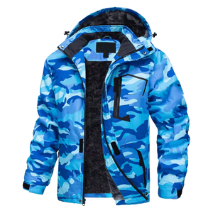Chaqueta de Esquí con Capucha para Hombre, Azul Camuflaje, Impermeable, Aislamiento Sintético, Cierre de Cremallera, Ropa para Exteriores - Product Image 5