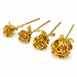 Roses dorées 24 carats avec coffret cadeau haut de gamme, rose plaquée or à longue tige pour la Saint-Valentin, la fête des mères, en promotion - Product Image 4