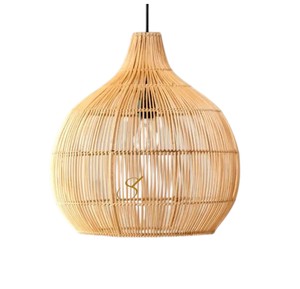 Artisan Woven Natural Rattan Lampshade Creative Straw Hanging Chandelier Cover Minimalist Gourd Pendant <b>Light</b> Shade Kitchen Isla - Product Image 1