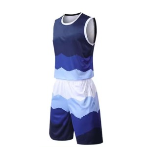 Ensemble de maillot de basket sublimé pour homme – Débardeur sans manches et short respirant à séchage rapide, motif dégradé bleu, personnalisable avec le nom du joueur, respectueux de l'environnement - Product Image 2