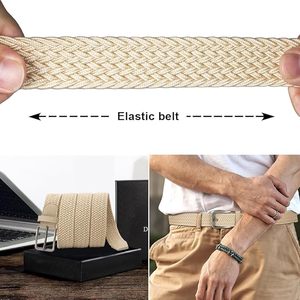 <b>Braided</b> Casual Belt Solid Color Stretch Design Men's Fashion <b>Accessory</b> Silver Square Buckle Cow Hide Durable Style - Product Image 4