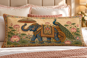 Funda de Cojín Vintage con Estampado de Elefante y Pavo Real, Cuadrada, para Decoración del Hogar - Product Image 4