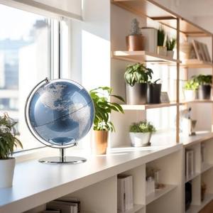Globo Terráqueo Azul Premium con Base Metálica Giratoria, Globo de Escritorio Educativo con Mapa Geográfico, Decoración para el Hogar y la Oficina - Product Image 3