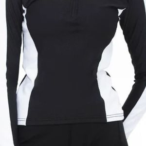 Sweat-shirt noir pour femme, à manches longues, col montant zippé, coupe ajustée, pour le sport, l'entraînement et les loisirs - Product Image 3