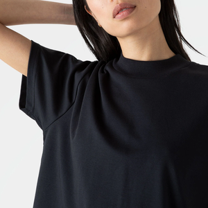 Men's <b>Black</b> Oversized Cotton T-Shirt Solid Color Casual Knitted Summer Style for Women Casual Street Wear - Product Image 3