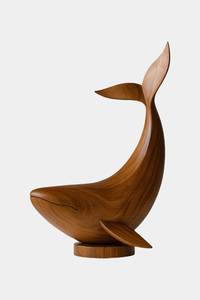 Sculpture de baleine en bois artisanale, décoration artistique moderne pour table, pour salle à manger et salon, décoration intérieure - Product Image 4